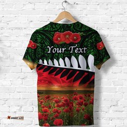 custom personalised new zealand maori anzac t shirt poppy vibes green