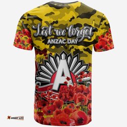 anzac day richmond t shirt poppy flowers with army patterns