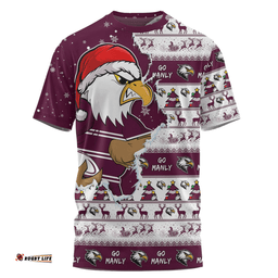 Amazing Aussie Manly Warringah Sea Eagles Merry Christmas Our Beloved Team Scratch Style T-shirt