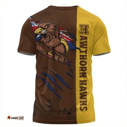 Amazing Aussie Hawthorn Burning Passion Of Power Scratch Style T-shirt