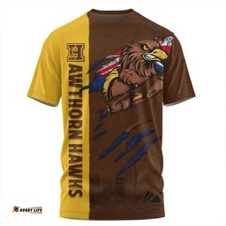 Amazing Aussie Hawthorn Burning Passion Of Power Scratch Style T-shirt