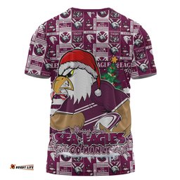 Amazing Aussie Manly Warringah Sea Eagles Merry Ugly Christmas Comic Style T-shirt