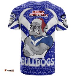 Amazing Aussie Canterbury Bankstown Bulldogs Christmas Custom Canterbury Bankstown Bulldogs Merry Christmas With Snowflake Pattern  T-shirt