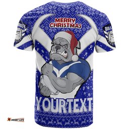 Amazing Aussie Canterbury Bankstown Bulldogs Christmas Custom Canterbury Bankstown Bulldogs Merry Christmas With Snowflake Pattern  T-shirt