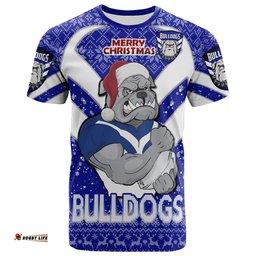 Amazing Aussie Canterbury Bankstown Bulldogs Christmas Custom Canterbury Bankstown Bulldogs Merry Christmas With Snowflake Pattern  T-shirt