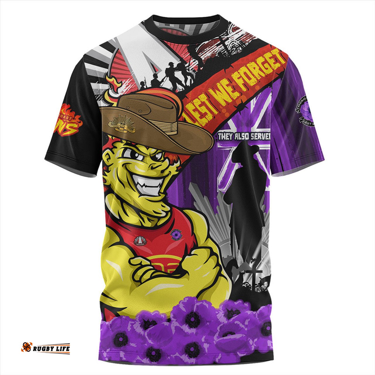 Amazing Aussie Gold Coast SUNS ANZAC Day Honor Purple Valor And Spirit T-shirt