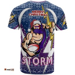 Amazing Aussie Melbourne Storm Christmas Custom Melbourne Storm Merry Christmas With Snowflake Pattern  T-shirt