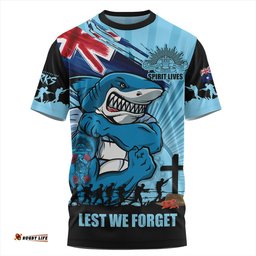 Amazing Aussie Cronulla Sutherland Sharks Fearless ANZAC Defender T-shirt