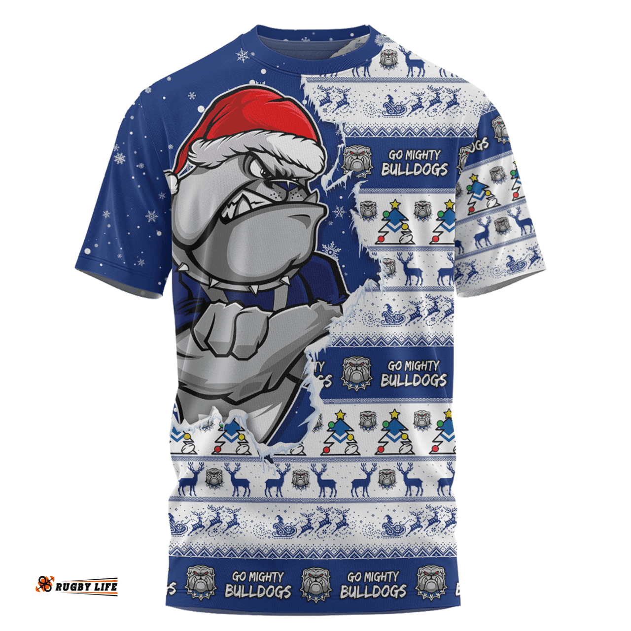 Amazing Aussie Canterbury Bankstown Bulldogs Merry Christmas Our Beloved Team Scratch Style T-shirt