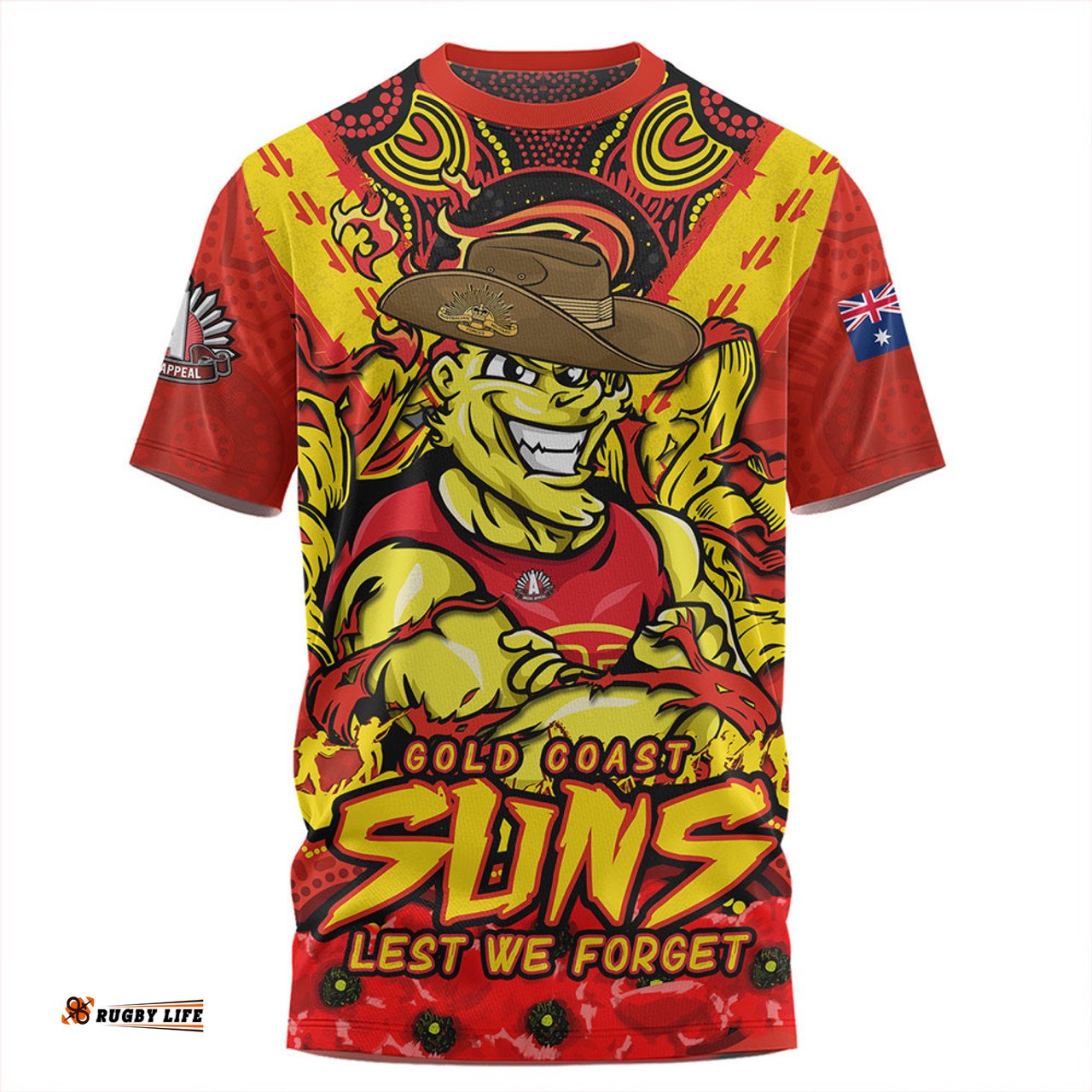 Amazing Aussie Gold Coast SUNS Ripped Legacy Of The Game The ANZAC Spirit Lives On T-shirt