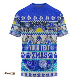 Amazing Aussie Canterbury Bankstown Bulldogs Christmas Aboriginal Custom Indigenous Knitted Ugly Xmas Style  T-shirt