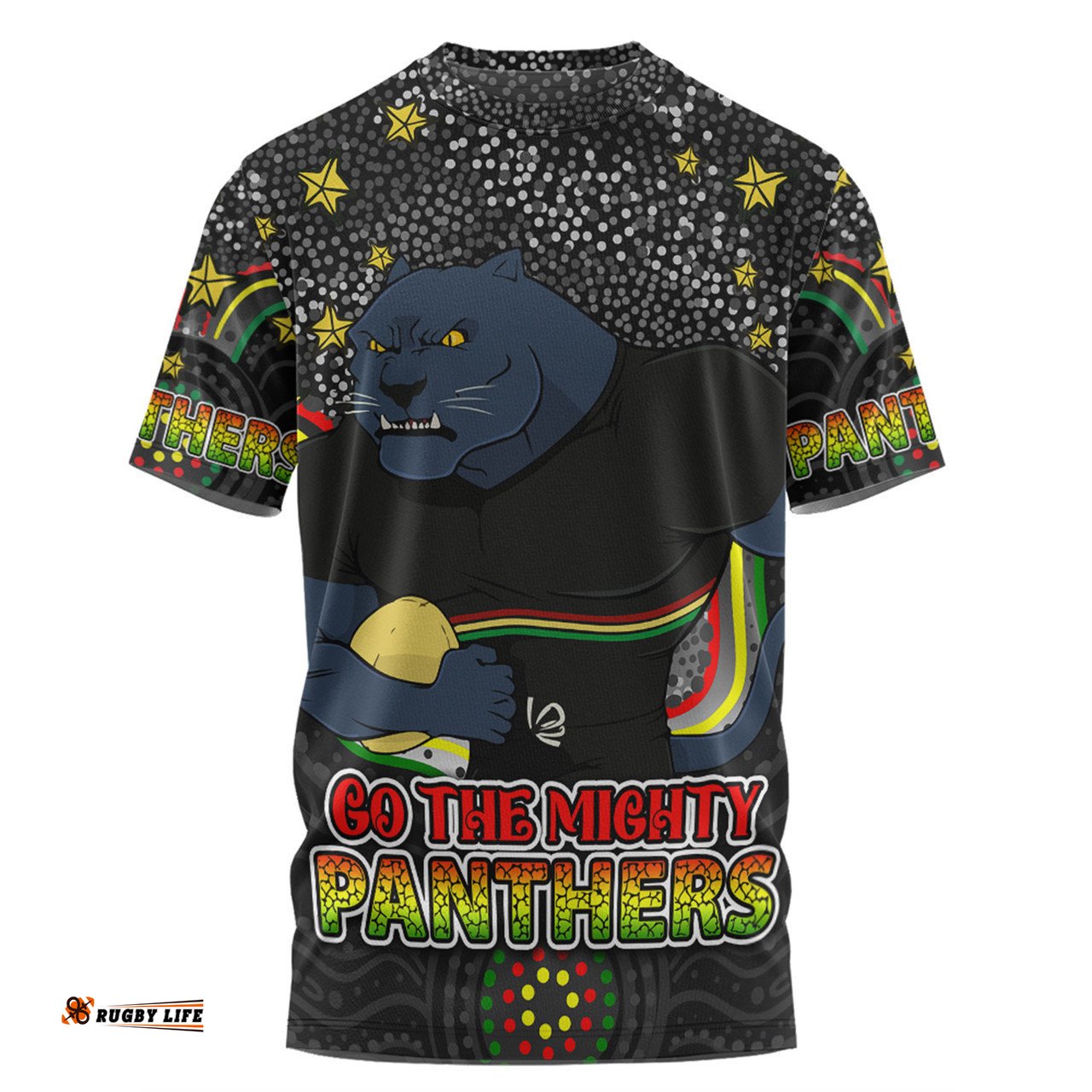 Amazing Aussie Penrith Panthers Custom Custom With Aboriginal Inspired Style Of Dot Painting Patterns  T-shirt