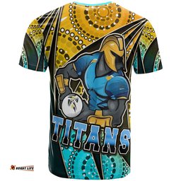 Amazing Aussie Gold Coast Titans Custom Gold Coast Titans Ball Aboriginal Inspired Style Personalised Player And Number  T-shirt