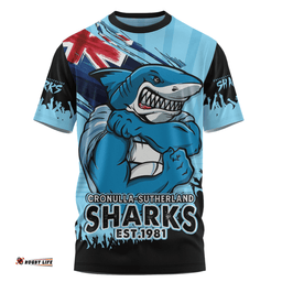 Amazing Aussie Cronulla Sutherland Sharks Heart Of A Fighter Tough And Fearless T-shirt
