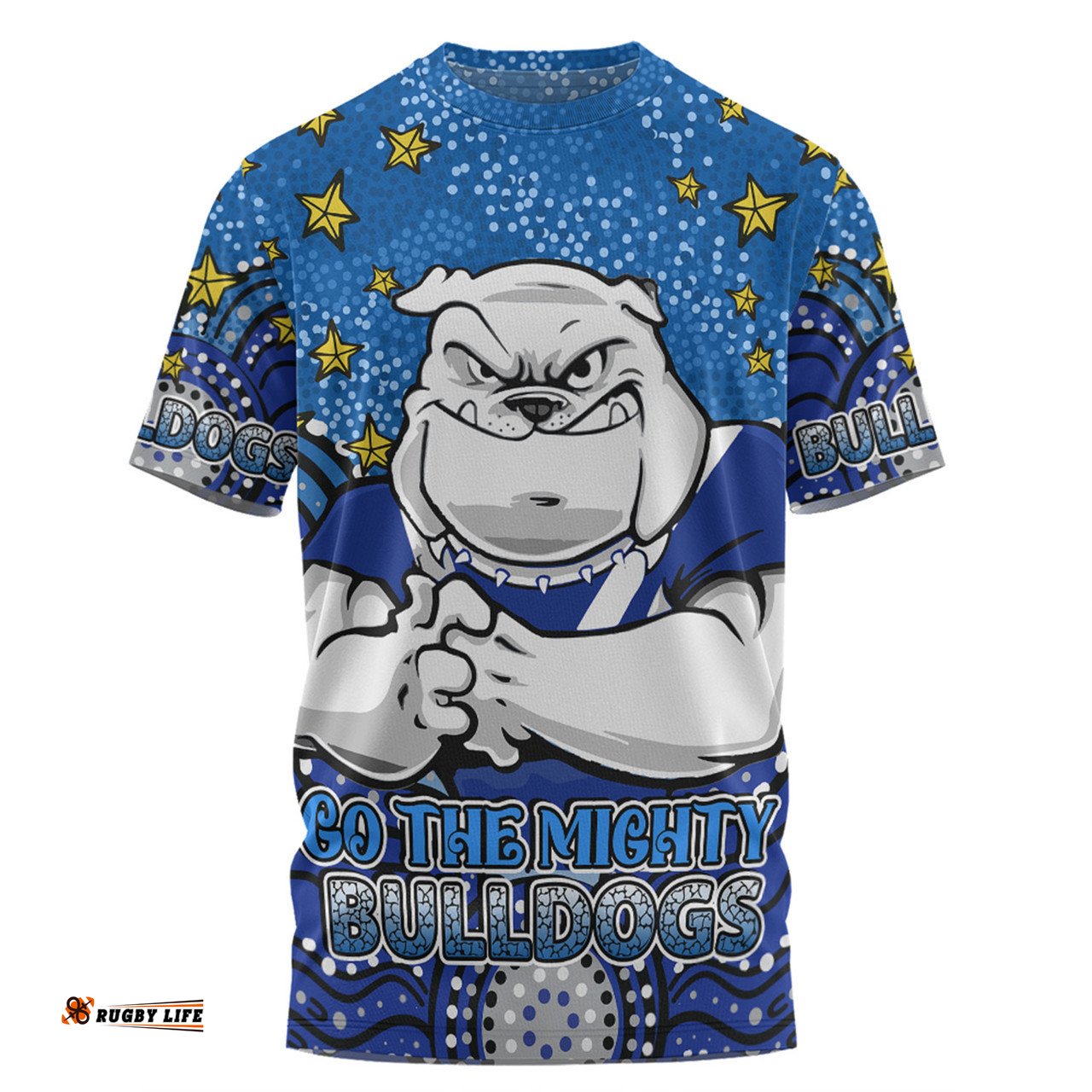 Amazing Aussie Canterbury Bankstown Bulldogs Custom Custom With Aboriginal Inspired Style Of Dot Painting Patterns  T-shirt