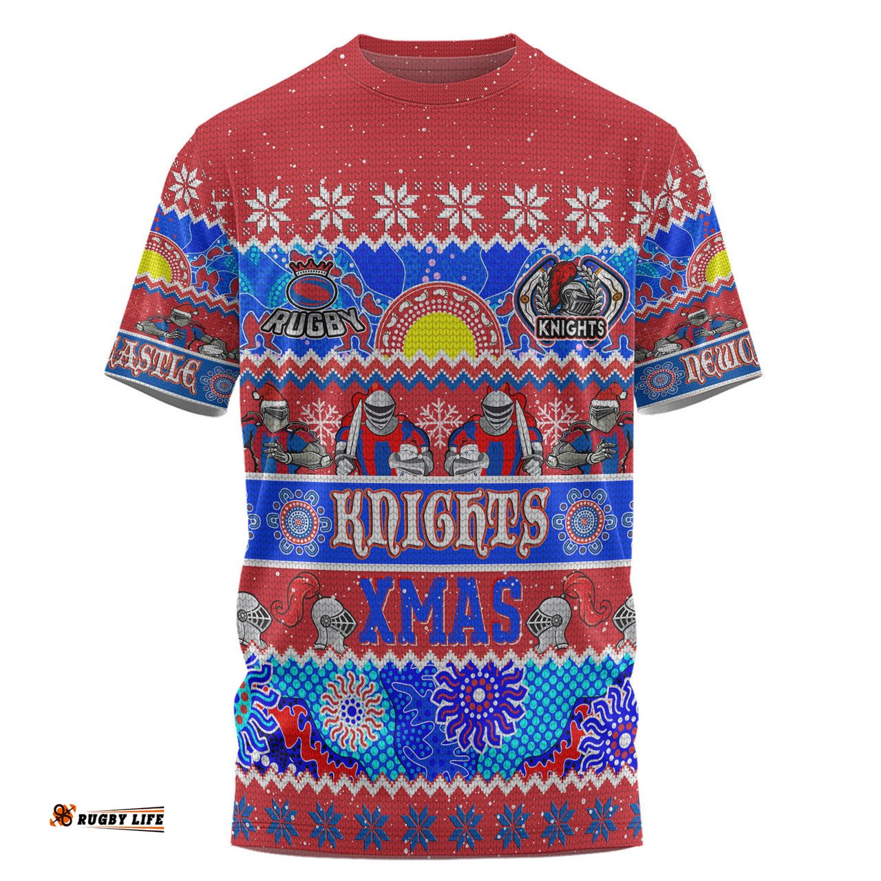 Amazing Aussie Newcastle Knights Christmas Aboriginal Custom Indigenous Knitted Ugly Xmas Style  T-shirt