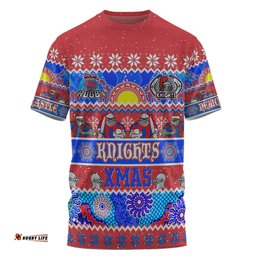 Amazing Aussie Newcastle Knights Christmas Aboriginal Custom Indigenous Knitted Ugly Xmas Style  T-shirt