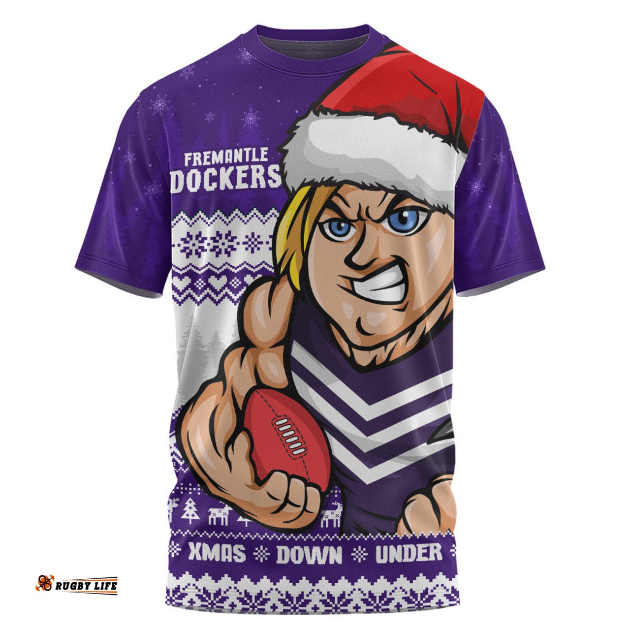 Amazing Aussie Fremantle Merry Christmas Down Under Footy Power Style T-shirt