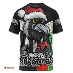 Amazing Aussie Collingwood Santa Scoring Touchdown On Christmas Game Day T-shirt
