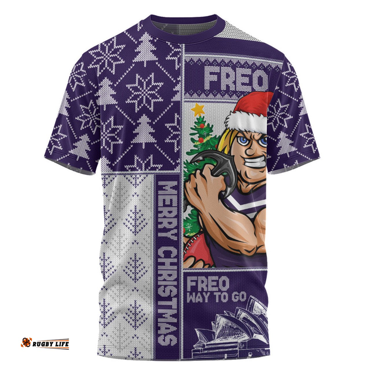 Amazing Aussie Fremantle Merry Christmas Knit Style Festive Spirit T-shirt