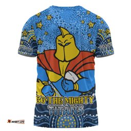 Amazing Aussie Gold Coast Titans Custom Custom With Aboriginal Inspired Style Of Dot Painting Patterns  T-shirt