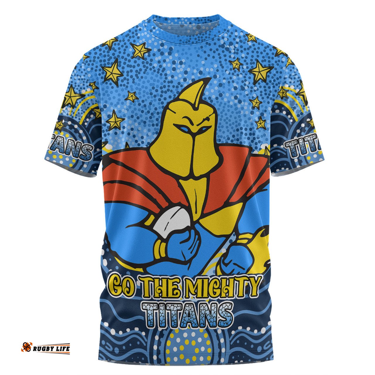 Amazing Aussie Gold Coast Titans Custom Custom With Aboriginal Inspired Style Of Dot Painting Patterns  T-shirt
