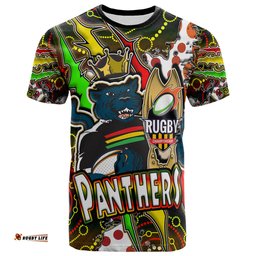 Amazing Aussie Penrith Panthers T Shirt Custom Penrith Panthers Grand Final Aboriginal Art Personalised Player And Number T Shirt T-shirt