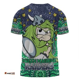 Amazing Aussie Canberra Raiders Custom Custom With Aboriginal Inspired Style Of Dot Painting Patterns  T-shirt