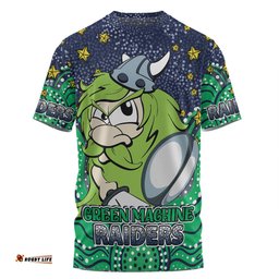 Amazing Aussie Canberra Raiders Custom Custom With Aboriginal Inspired Style Of Dot Painting Patterns  T-shirt