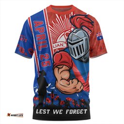 Amazing Aussie Newcastle Knights Anzac Day Lest We Forget Strong Fighting Spirit T-shirt