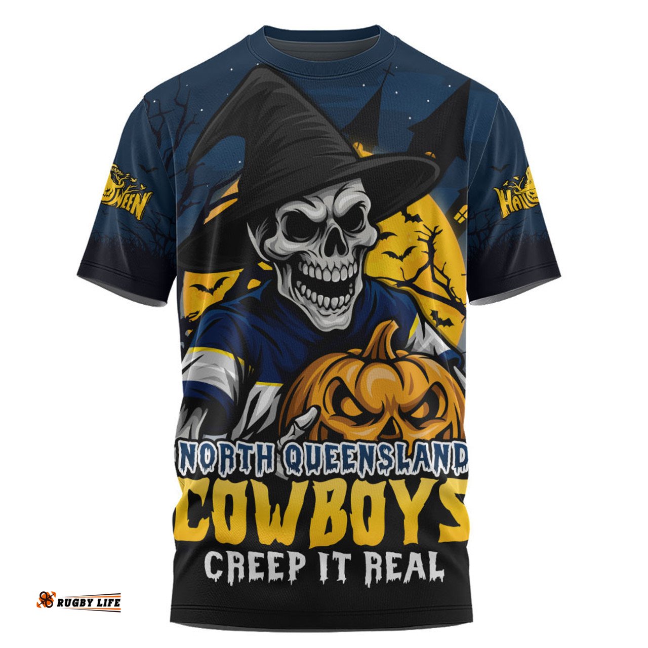 Amazing Aussie North Queensland Cowboys Dark Moon Rugby Halloween Battle Edition T-shirt
