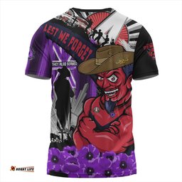 Amazing Aussie Melbourne ANZAC Day Honor Purple Valor And Spirit T-shirt