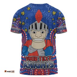Amazing Aussie Newcastle Knights Custom Custom With Aboriginal Inspired Style Of Dot Painting Patterns  T-shirt