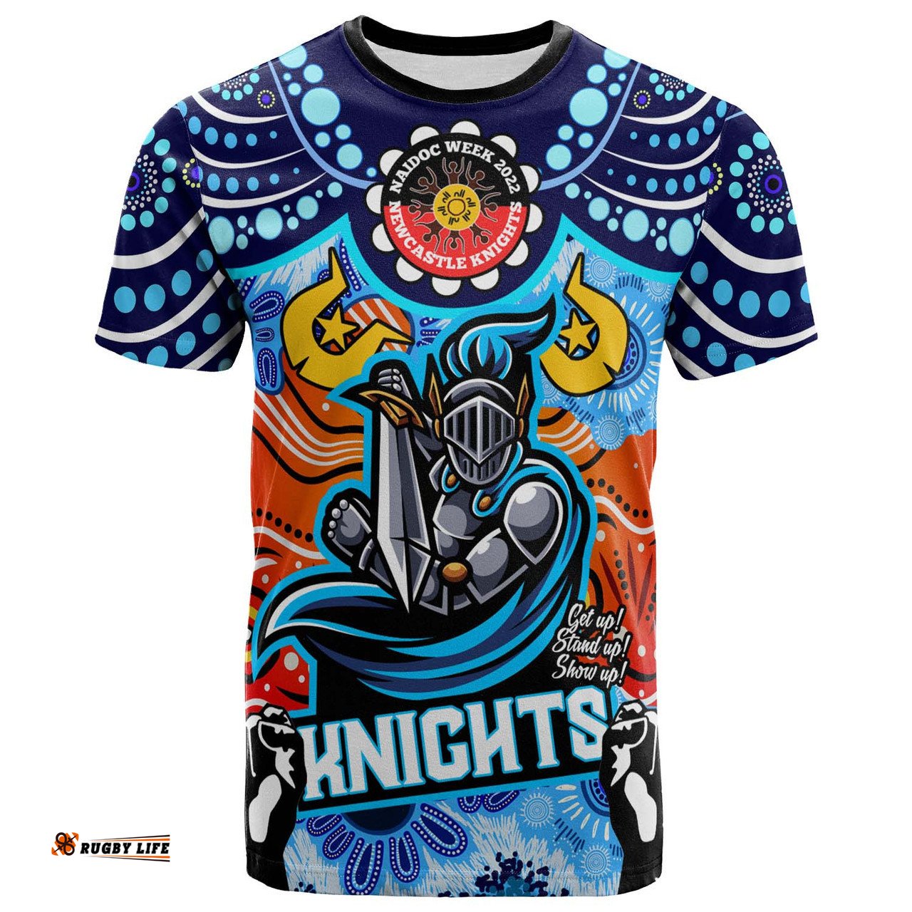 Amazing Aussie Newcastle Knights Naidoc Custom Torres Strait with Aboriginal Inspired  T-shirt