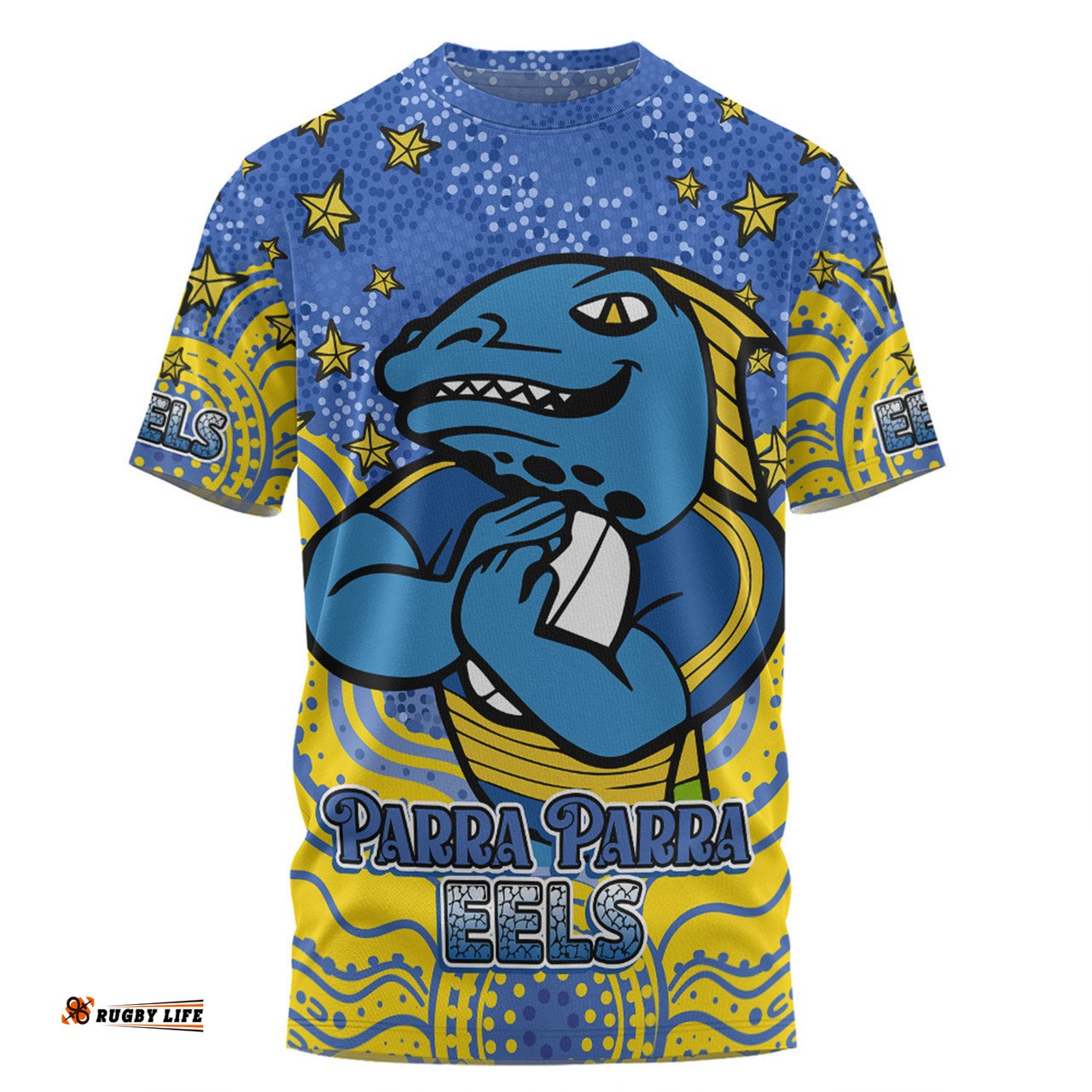 Amazing Aussie Parramatta Eels Custom Custom With Aboriginal Inspired Style Of Dot Painting Patterns  T-shirt