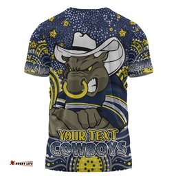 Amazing Aussie North Queensland Cowboys Custom Custom With Aboriginal Inspired Style Of Dot Painting Patterns  T-shirt