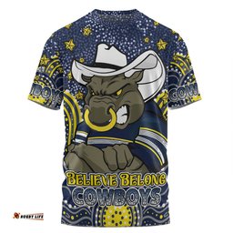 Amazing Aussie North Queensland Cowboys Custom Custom With Aboriginal Inspired Style Of Dot Painting Patterns  T-shirt