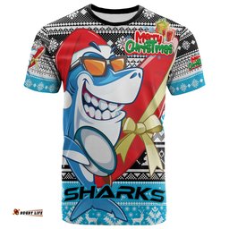 Amazing Aussie Cronulla Sutherland Sharks Custom Cronulla Sutherland Sharks Mascot Knitted Christmas Patterns  T-shirt
