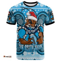Amazing Aussie Cockroaches Christmas Custom NSW Blues Cockroaches Mascot Aboriginal Inspired Christmas  T-shirt