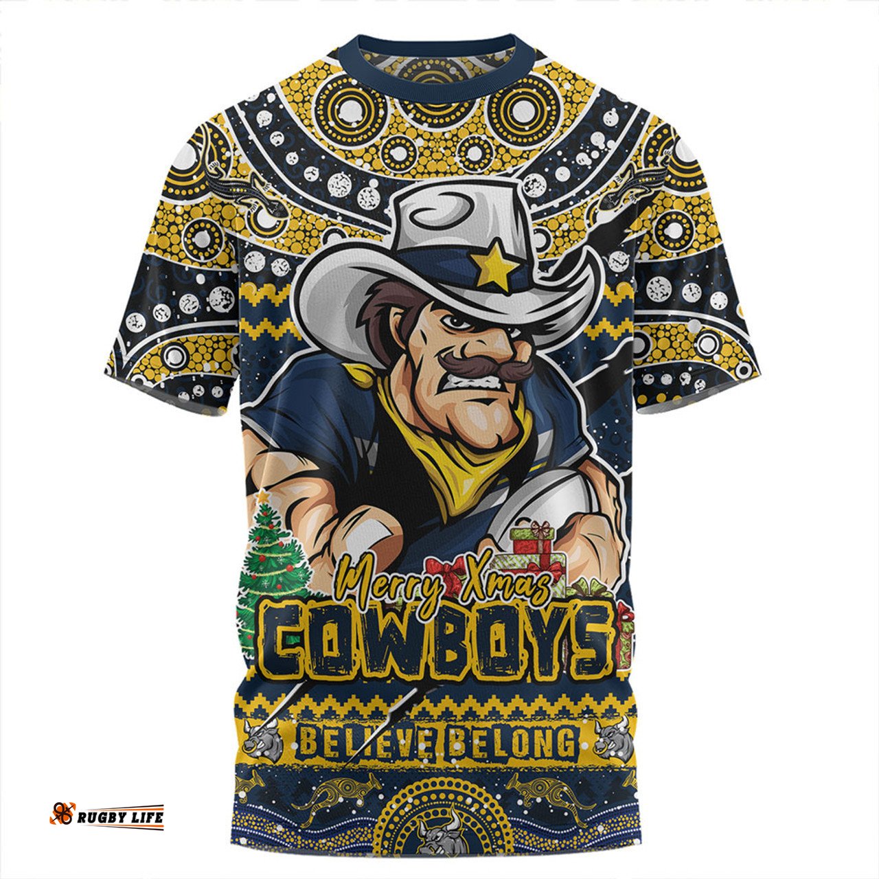 Amazing Aussie North Queensland Cowboys Aboriginal Xmas Special Ugly Christmas Style T-shirt