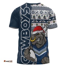 Amazing Aussie North Queensland Cowboys Merry Ugly Xmas Nordic Pattern Style T-shirt