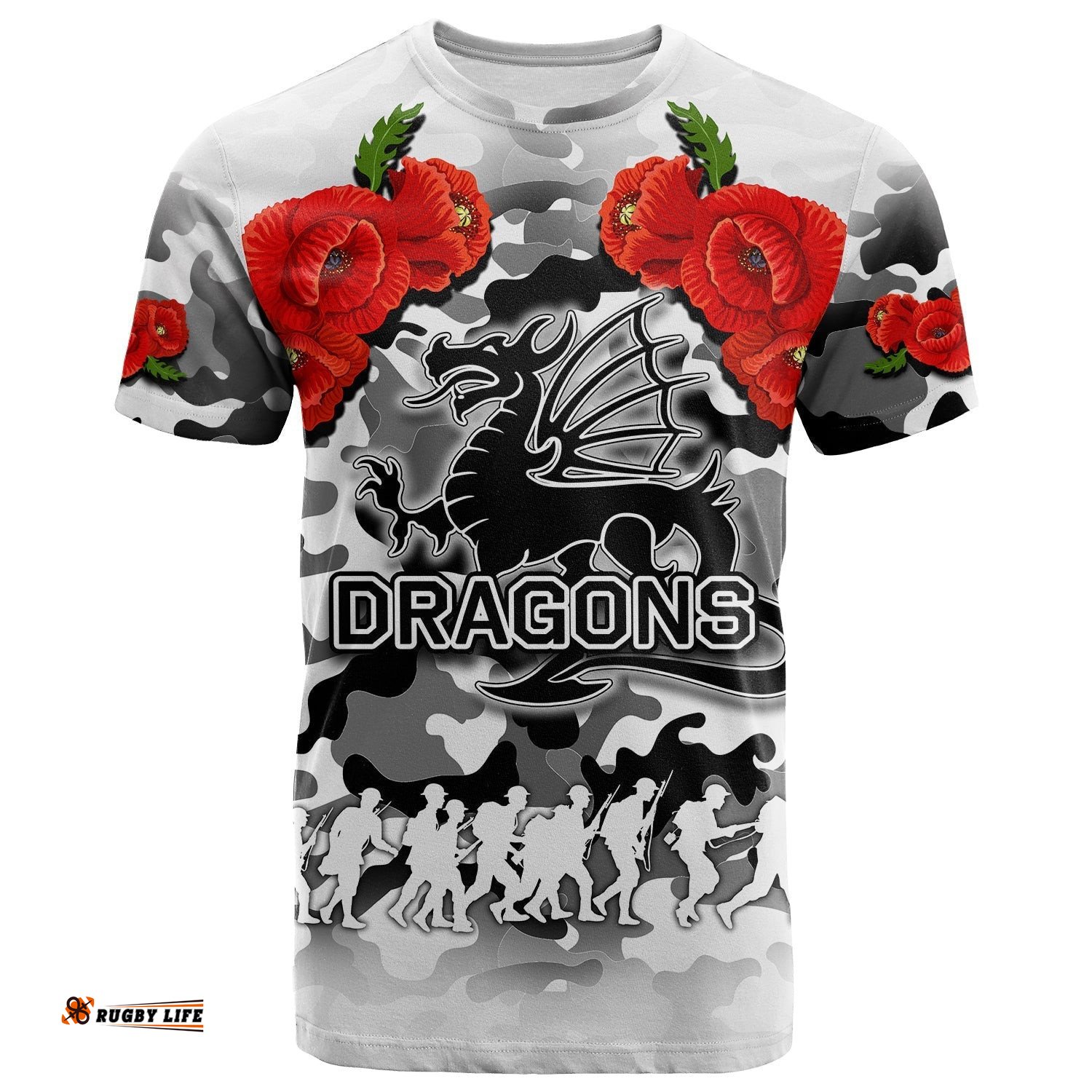 anzac day t shirt dragons army style no2