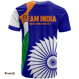 india cricket t shirt men in blue world cup 2023 bharat flag style