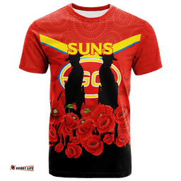gold coast suns anzac day t shirt indigenous art