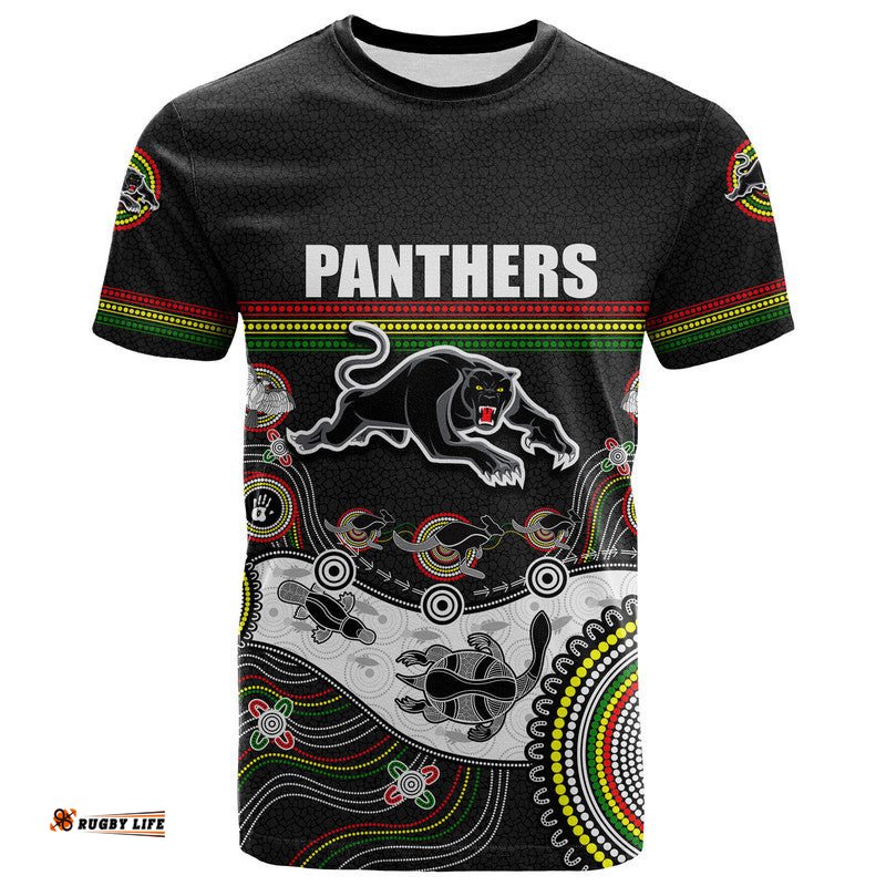 custom personalised panthers rugby t shirt aboriginal 2023 black style
