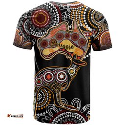 australia aboriginal t shirt australian map with kangaroo indigenous art