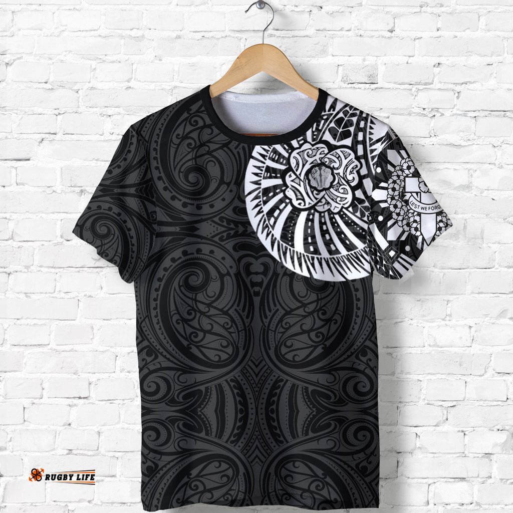 anzac new zealand t shirt maori poppies tattoo shirt white