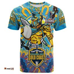 Amazing Aussie Gold Coast Titans Custom T-Shirt - Stand Up Titans Indigenous Aboriginal Inspired T-Shirt