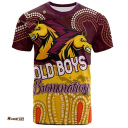 Amazing Aussie Brisbane Broncos Custom T-Shirt - Old Boys Bronxnation With Aboriginal Style T-Shirt