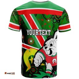 Amazing Aussie South Sydney Rabbitohs Custom T-shirt - Aboriginal Inspired Traditional Patterns with Torres Strait